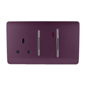 ART-WHS213PL  45A Double Pole Switch With Socket & Neon Plum